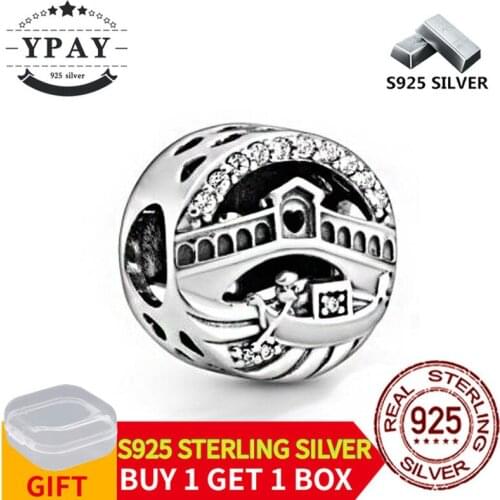 100% 925 Sterling Silver Colorful Rainbow REFLEXION Moon Dangle Beads Fit Original Pandora Charms Bracelets DIY Women Jewelry