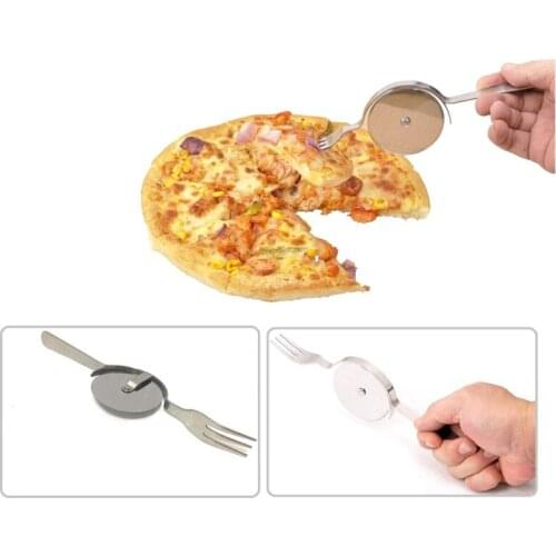 2 In 1 Pizza Cutter Wheel and Fork Cake Shovel Slicer Spatula Kitchen Oven Scraper Baking Pastry Supplies Kitchen Gadgets