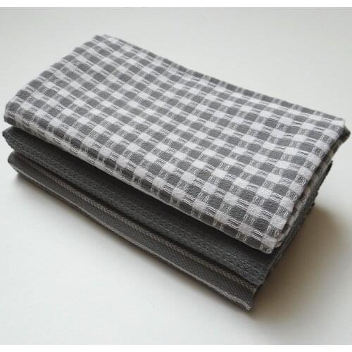 3pcs Set Square Gray Cotton Napkins Household Items Kitchen Table Cloth Napkins Restaurant Hotel Tea Towel Scouring Pad