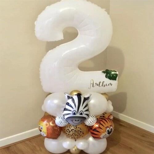 33pcs/Set Jungle Animal Party Balloons Mini Tiger Zebra Lion Balloon Safari Palm Leaf Birthday Party Decoration Kid Baby Shower