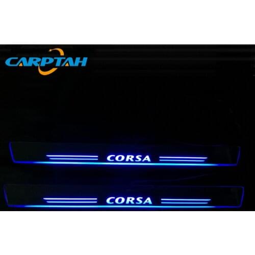 Carptah 4pcs Moving LED Car Light Door Sill Scuff Plate Pathway Dynamic Streamer Welcome Lamp For Opel Corsa D E 2006 - 2019