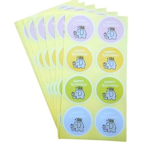 800pcs/lot Round "Happy Birthday" Paper Seal Sticker Adhesive Decorative DIY Package Label Sealing Scrapbook Sticker Wholesale