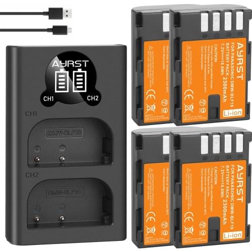 2300mAh DMW-BLF19E DMW-BLF19 BLF19 Camera Battery + Dual USB Charger for Panasonic Lumix GH3 GH4 GH5