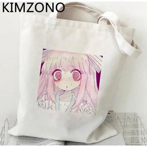 Harajuku Anime shopping bag shopping cotton canvas recycle bag bag string fabric bolsas ecologicas foldable cabas