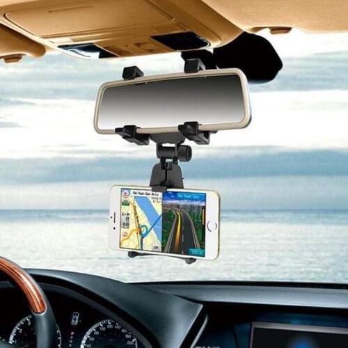 Car Auto Rearview Mirror Mount Cell Phone Holder Bracket Stands For Samsung xiaomi Huawei For iPhone Mobile Phone GPS