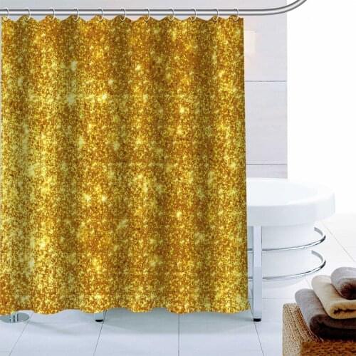 Glitter Golden Lights Backgrounds Shower Curtain 12 Hook Polyester Fabric 3D Printing Bathroom Curtain Waterproof Bath Curtain