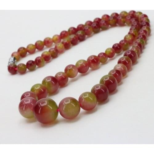 Watermelon crystal chalcedony 6-14mm round bead stone tower chain necklace 18 " earrings DIY handmade jewelry sets