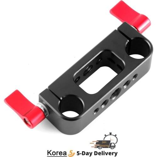15mm Rod Rig Clamp Double Holes 1/4 3/8 Thread Telephoto Lens Holder Support Rail Photography System For DSLR Camera Cage