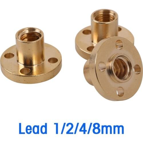 3D printer accessoris Copper Trapezoidal Lead Screw Nut T8 pitch 2mm for Lead 2/4/8mm screw stepper motor rail screw CNC