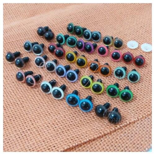 DIY 200pcs 9mm mixed color toy eyes with washer for doll materials