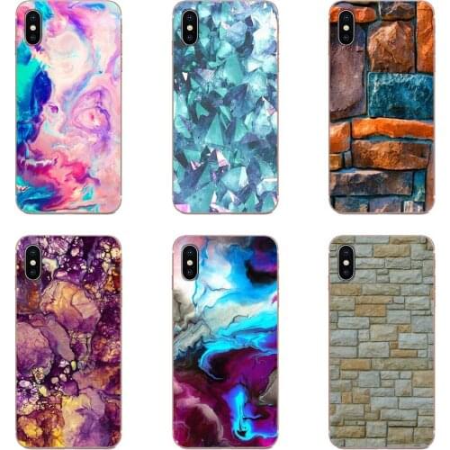 For iPhone SE2020 11 Plus Pro X XS Max XR 8 7 6S SE 4S 5 5C 5S TPU Accessories Pouches Turquoise Stone Marble Background Design