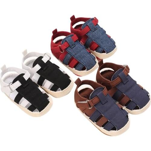 Infant Kids Baby Boy Girl Color Block Sandals, Anti-Slip Closed-Toe Flats Toddler Outdoor First Walking Shoes