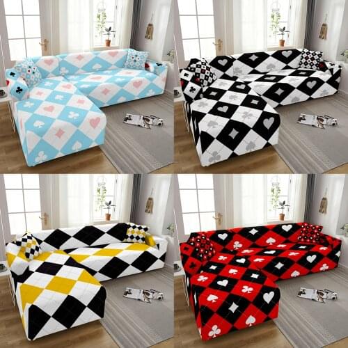 Elastic Sofa Covers For Living Room Poker Square Sofa Protector Spandex Stretch Anti-Dust Cover For Corner Sofa Slipcover