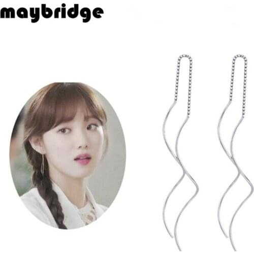 EM137 Exaggeration Simple Spiral Wave Drop Earring Women Girl Silver Plated Jewelry Wholesale