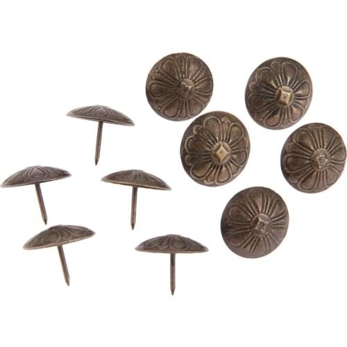 20pcs/lot Upholstery Nails Antique Bronze 19mm*15mm Flower Head Tack Stud Pushpin Decor Furniture Hardware Sofa Jewelry Box Door