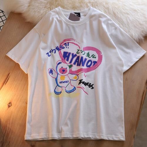 Kawaii Fun Cartoon Tee Shirt Women Japan Anime Fashion T Shirt Cotton Casual Loose Tops Hip Hop Harajuku T-Shirts Y2k Aesthetic