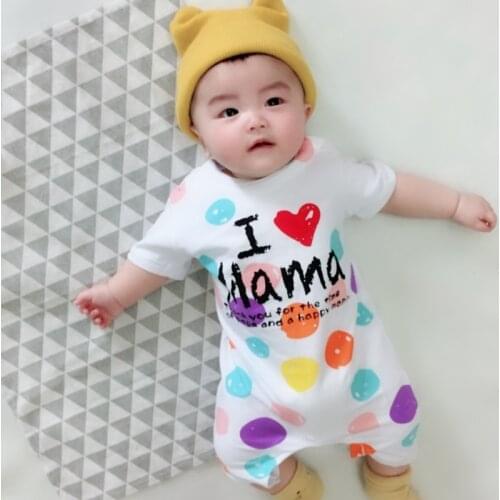 Letter I Love MaMa PaPa Baby Boy Clothes Cotton Baby Girl Romper Summer Short Polak Dot Infant Jumpsuits Kids Children Clothing