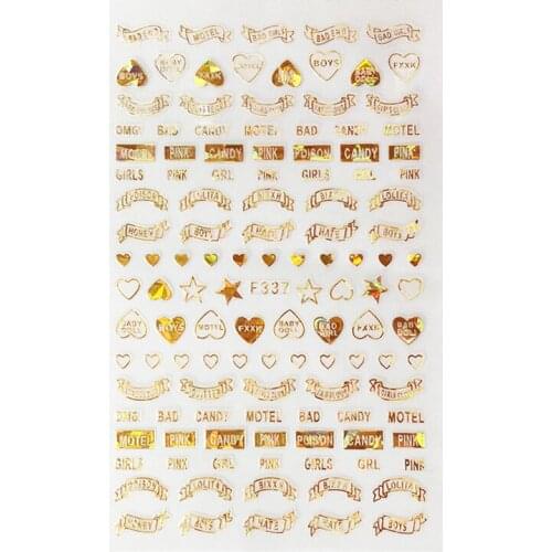 10PCS new black and white gold and silver love heart cross diamond five-pointed star flower wings nail nail stickers diamond acc