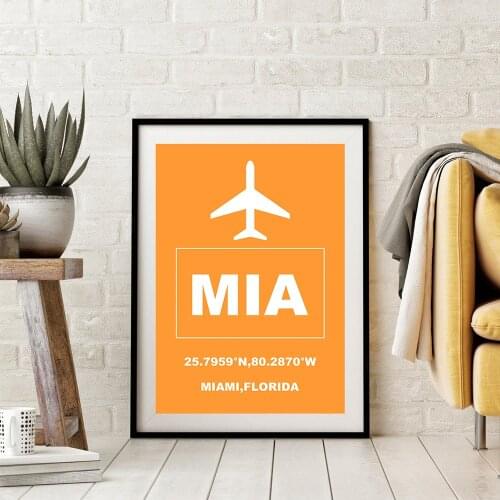MIA Miami International Airport Aviation Poster Art Poster Art Print Fl Poster Wall Art Canvas Painting Wall Art for Living Room