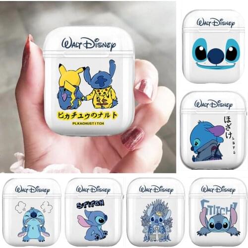 Cute Stitch Soft Silicone Cases For Airpods 1/2 Protective Bluetooth Wireless Earphone Cover For Air Pods Charging Box Bags