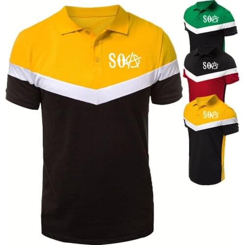 Mens polo shirt SOA Sons of anarchy the child SAMCRO Print Fashion Harajuku high quality Cotton Mens short sleeve
