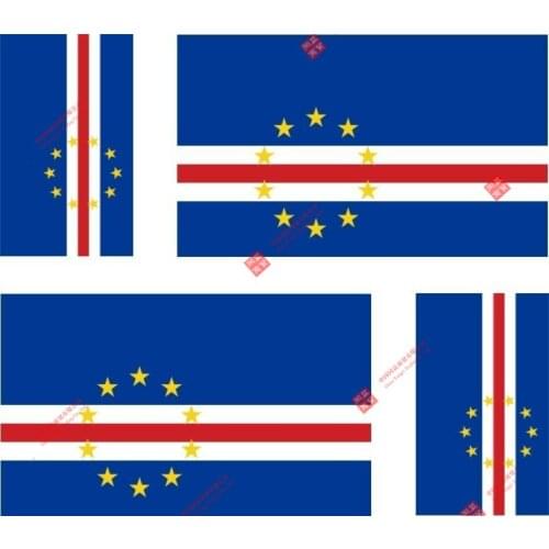 Set of Creative 4x Sticker Vinyl Car Bumper Decal Outdoor Car Moto World Flag Cape Verde Racing Helme Tlaptop Stickers