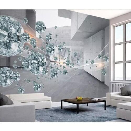 CJSIR Custom Wallpaper Mural 3d Crystal Ball Abstract Space Architecture Brick Wall TV Background Wall Papel De Parede Decors