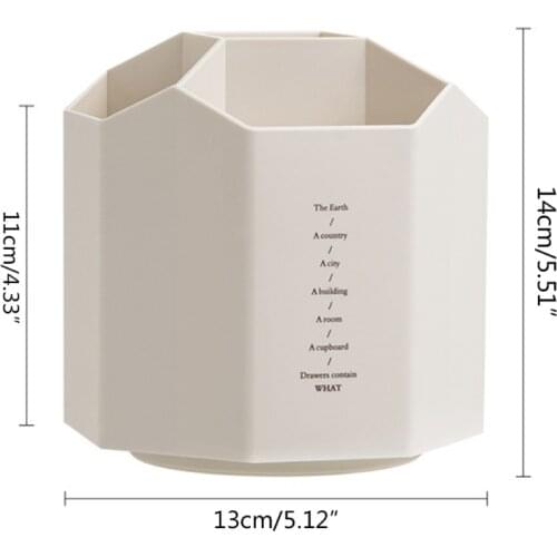 M17F Desktop Pen Holder 360° Rotating 5 Grid Pencil Stand Pot Storage Organizer Home Office Supplies