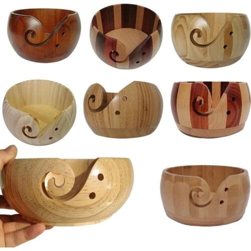New Eco-friendly Wooden Yarn Storage Bowl Organizer Knitted Crochet Wool Storage Bowl Handmade Sewing Supplies Storage