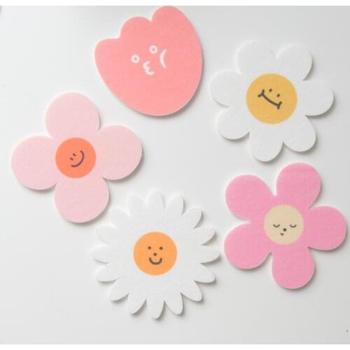 Felt Coaster Cup Holder Korean Style Floral Non Woven Drink Pad Home Dining Room Decor Table Decoration Accessories 5pcs