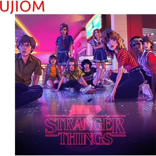 UJIOM Stranger Things Poster Childrens Bedroom Decor Wall Stickers Home Decoration Living Room Decor Vinyl Wallpaper Decal