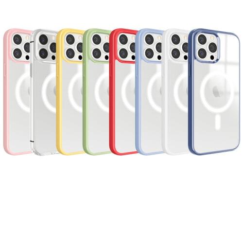 Transparent Magnetic Adsorption Wireless Charger Case For iphone 12 Pro Max 12Mini Slim Jelly Bumper Cover Black Blue Yellow