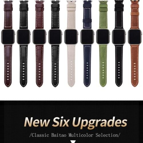 Apple 38-40mm 42-44mm Strap and Strap Handmade 9 Color Watch Accessories Vintage Genuine Crazy Horse Leather