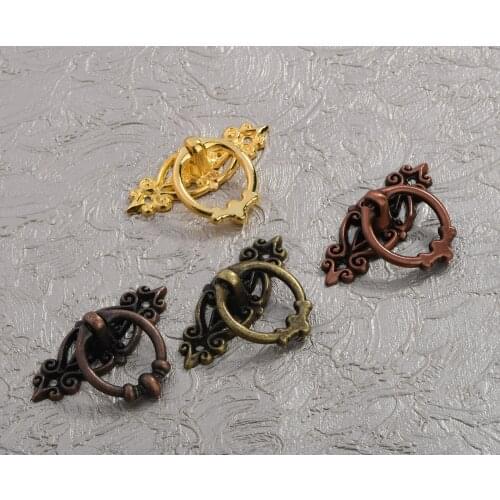 Retro Zinc Alloy Kitchen Drawer Cabinet Door Handle Furniture Hardware Cupboard Antique Brushed Red Bronze Golden Black Handles