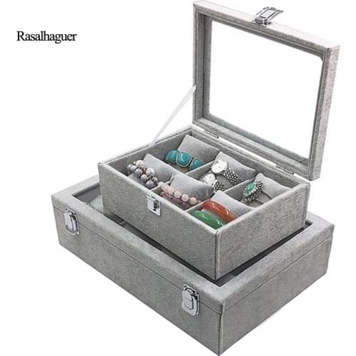 Hot Sale 6 Grids 12 Grids Pillow Ice Velvet Jewelry Box Bracelet Necklace Bracelet Watch Box Jewelry Storage Display Props