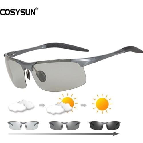 Brand Photochromic Glasses Men Aluminium Magnesium Driving Sunglasses Men Polarized Chamelen Goggles For Car Driving Anti-glare