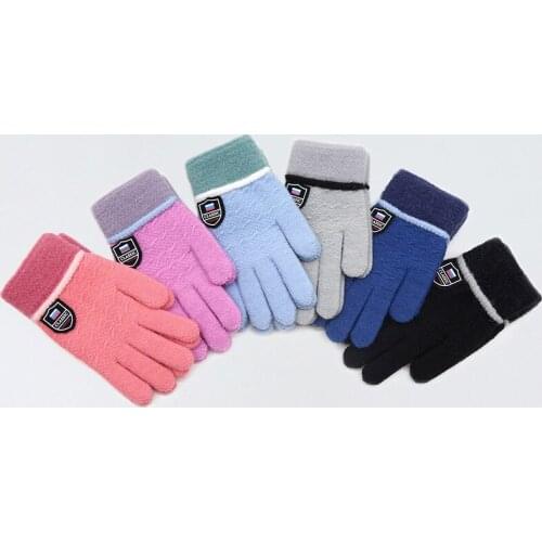 Warm Gloves Monolayer Soft Mittens Winter Cold Proof Smooth Touch Comfortable Children Kid Gloves Teen Student for 8-15Years Old