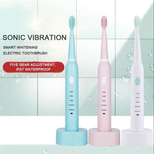 Sonic Electric Toothbrush Adult Timer Brush 5 Mode USB Charger Rechargeable Tooth Brushes Replacement Heads