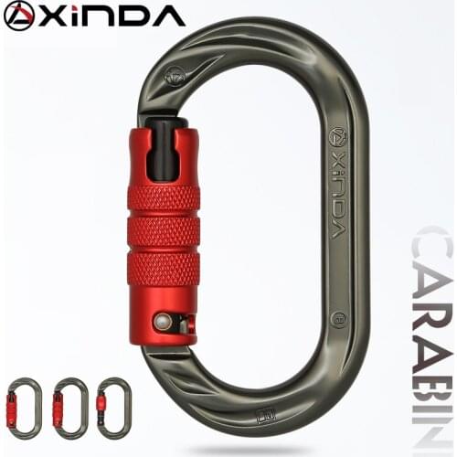 XINDA Outdoor O-shape carabiner 24kN 7075 aluminum oval hook rock climbing auto locking screw gate carabiner