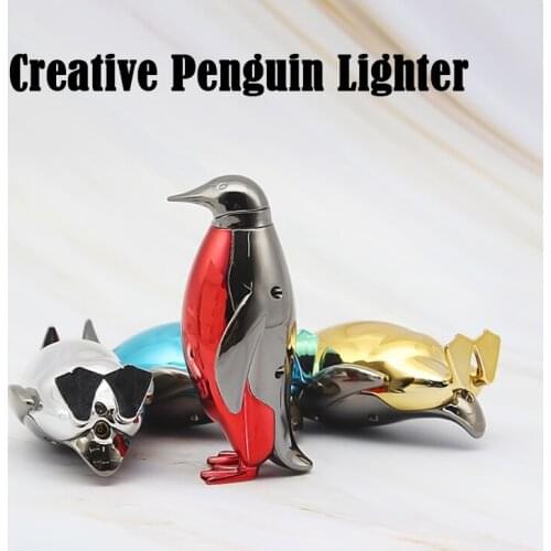 Creative Penguin Lighters Portable Cute Novelty Candle Lighter Survival Fire Starter Gadgets For Men Smoking Accessories