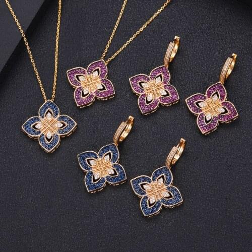 Janekelly 2pcs Bridal Zirconia Full Jewelry Sets For Women Party, Luxury Dubai Nigeria CZ Crystal Wedding necklace sets