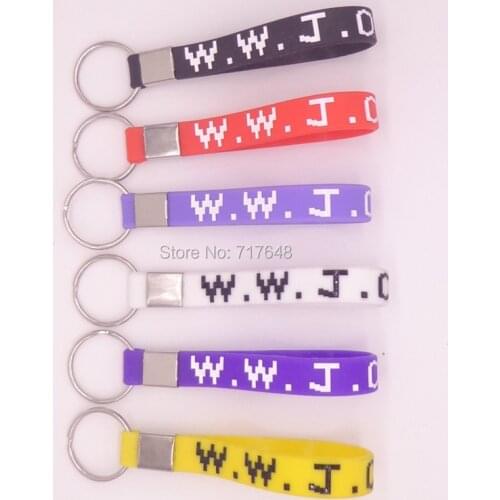 1pc Keyring WWJD keychain wristband silicone bracelets free shipping