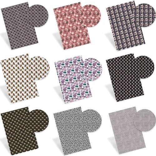 Halloween Faux Leather Sheets Ghost Synthetic Leather Vinyl Fabric for DIY Earrings Bows Craft 20*33cm 1 Pcs