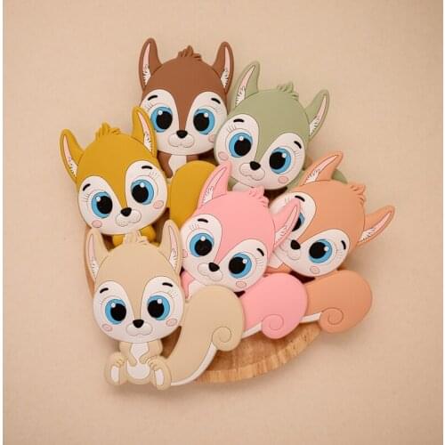 1Pcs Squirrel Silicone Beads Teether DIY Pacifier Necklace Chain Pendant Chewable Teething Toy Baby Nursing Accessory