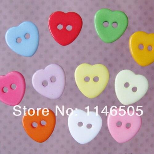 100PCS Mixed Color Sewing Garment Cordate Button 4-holes Plastic For Craft Buttons 12*12mm