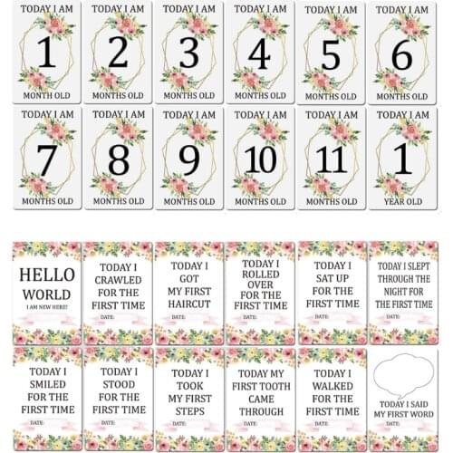 12 Pcs Month Card Baby Monthly Newborn Milestone Photo Sharing Cards Gift Set Fu