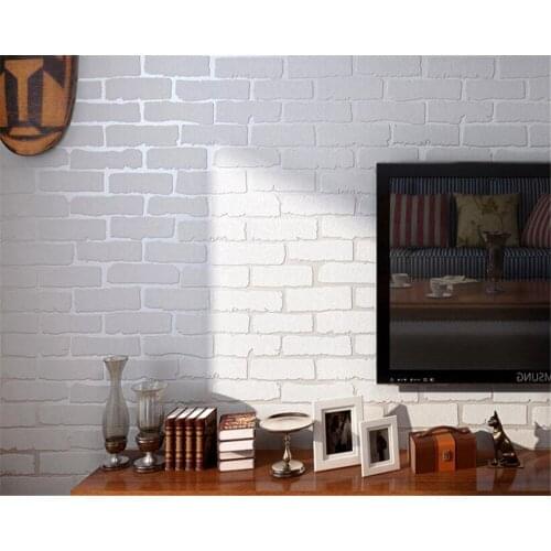 Beibehang Mediterranean 3d white brick non-woven 3d wallpaper culture brick living room dining room TV background 3d wall paper