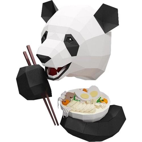 3D DIY panda eating Paper Model Animal Papercraft Home Decor Wall Decoration Puzzles Educational DIY Kids Toys Birthday Gift