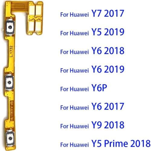 5pcs For Huawei Y5 Y6 Y7 Pro Y9 Prime 2017 2018 2019 Volume Button Power Switch On Off Key Ribbon Flex Cable Replacement Parts