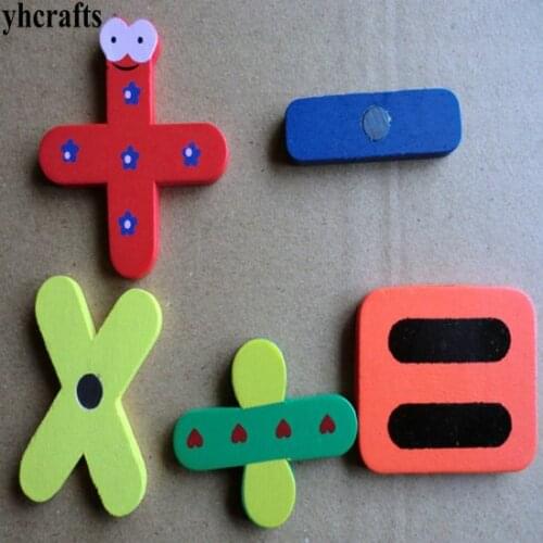 50PCS/LOT.Math symbol wood fridge magnet Early learning educational toys Math learning Teach your own Kindergarten training aid